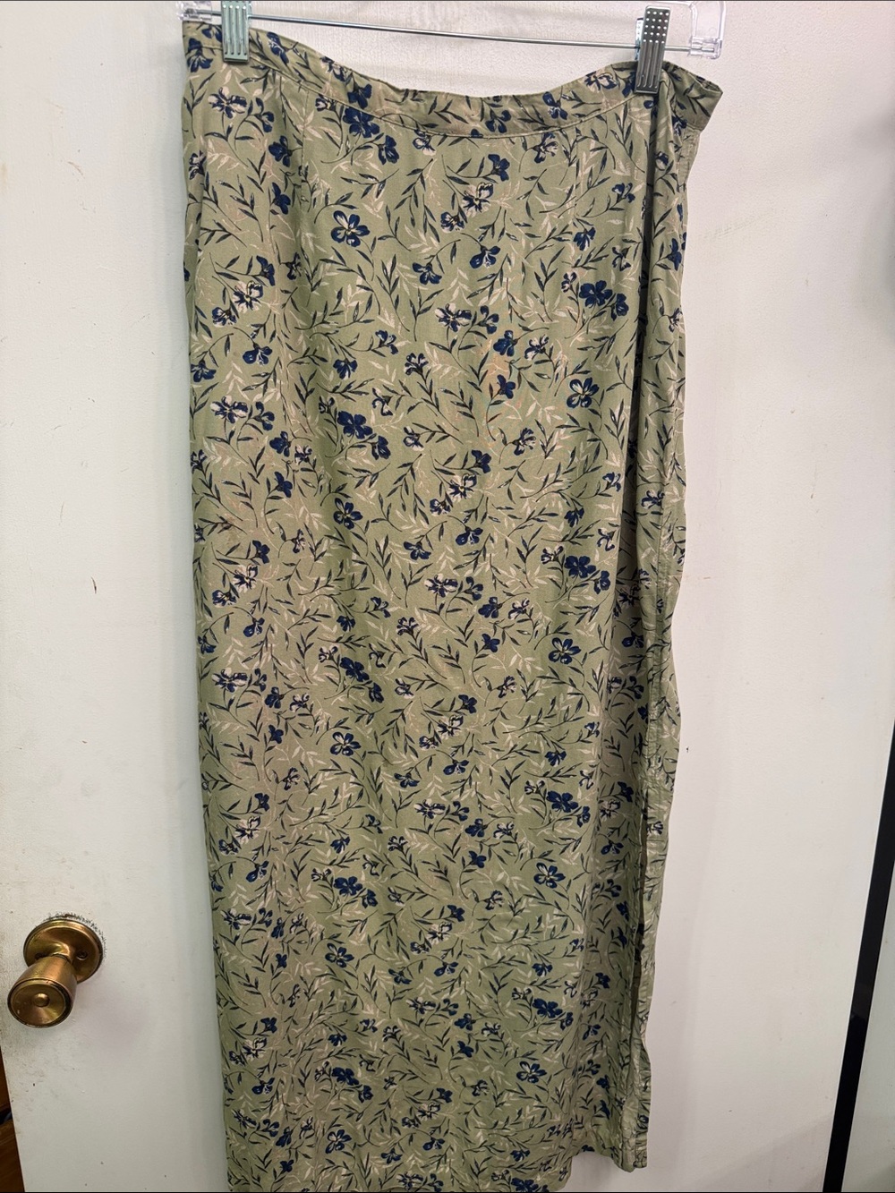 Christopher & Banks Olive Green Maxi Skirt with Navy Floral